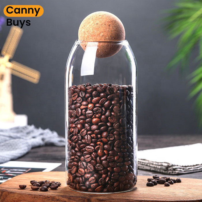 Wooden Ball Glass Storage Jars