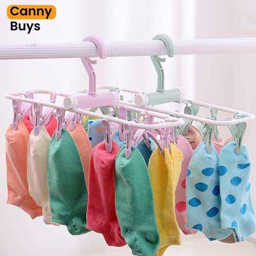 12 Clips Foldable Clothes Drying Rack Hanger