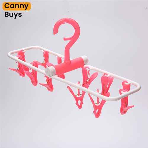 12 Clips Foldable Clothes Drying Rack Hanger