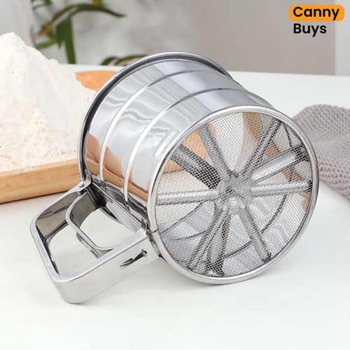 Stainless Steel Flour Stainer with Rotary Agitator