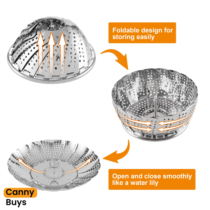 Stainless Steel Foldable Food Steamer Basket