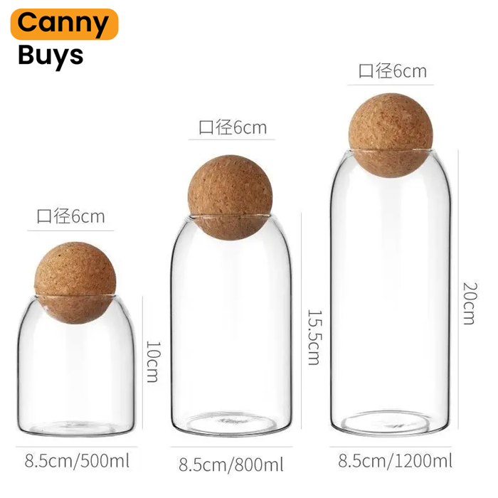 Wooden Ball Glass Storage Jars