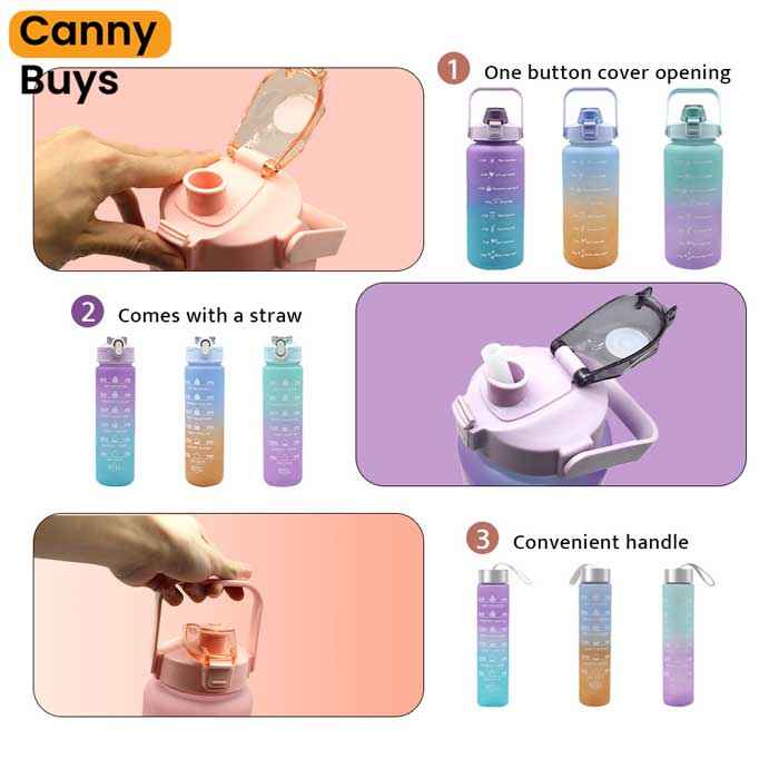 3-in-1 Gradient Motivational Water Bottle Set