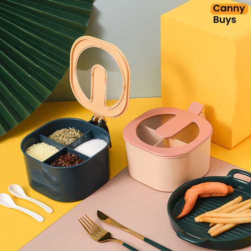 Kitchen Plastic Square Spice Jars