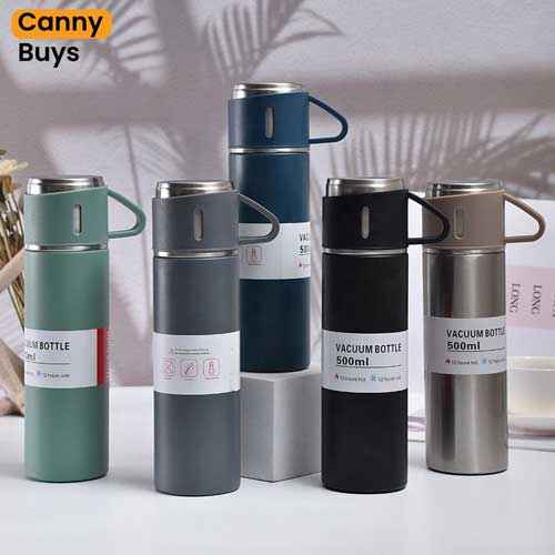 Stainless Steel Vacuum Flask Set with 3 Cups