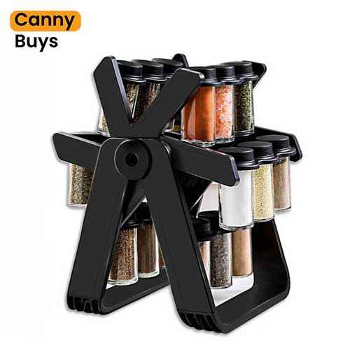 Rotating Spice Rack with 18 Glass Jars