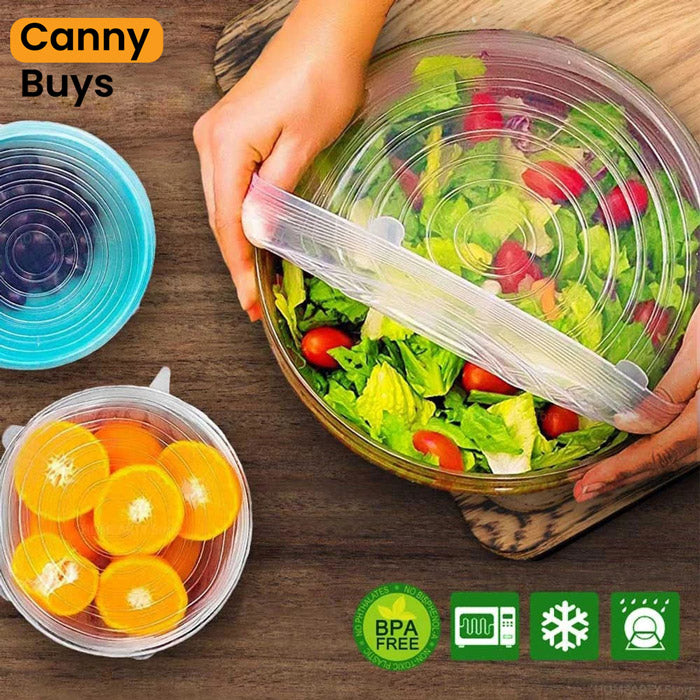 6 Pieces Reusable Food Lid Covers - Canny Buys