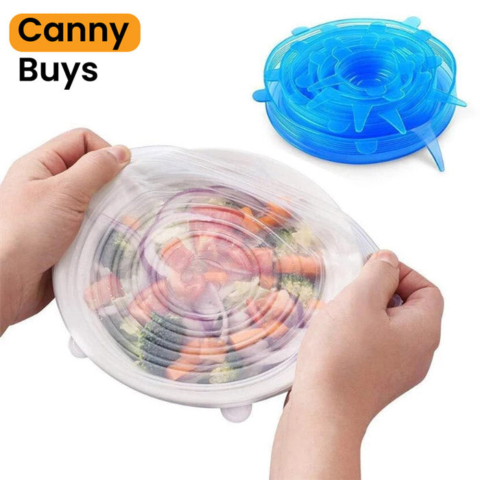 6 Pieces Reusable Food Lid Covers - Canny Buys