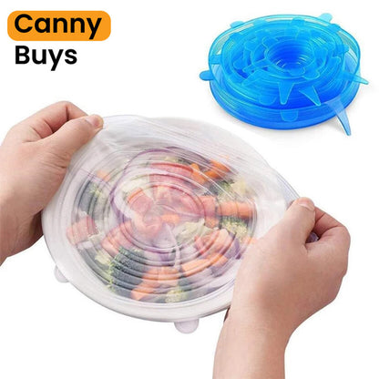 6 Pieces Reusable Food Lid Covers - Canny Buys