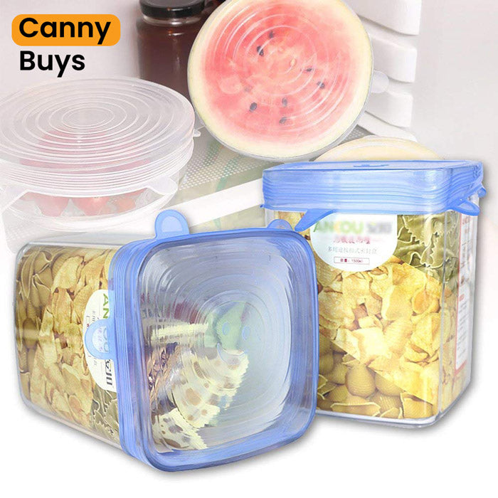 6 Pieces Reusable Food Lid Covers - Canny Buys