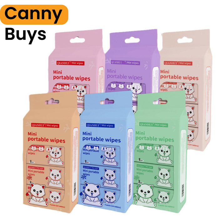 Mini Wet Wipes  ( 8 Packs ) - Canny Buys