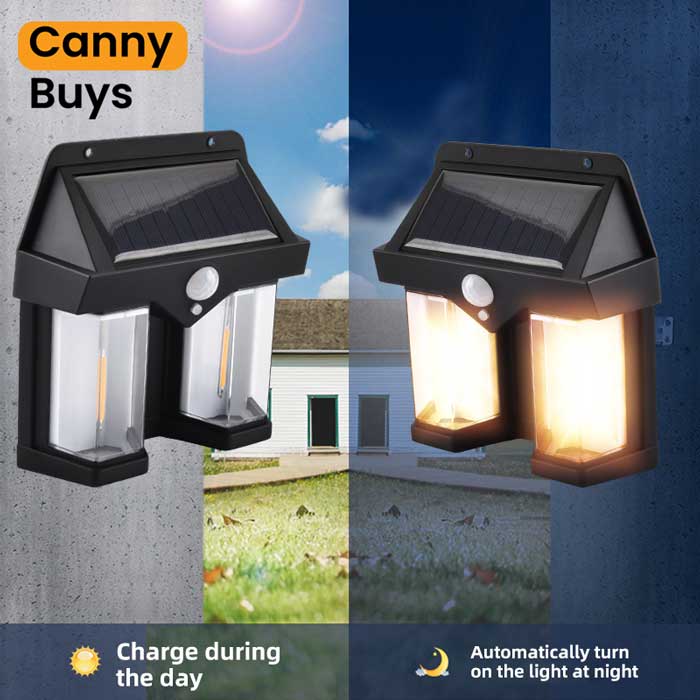 Rechargeable Solar Wall Light with Motion Sensor - Canny Buys