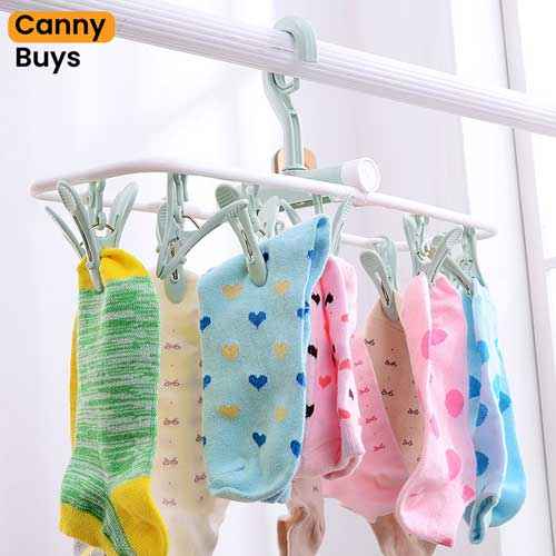 12 Clips Foldable Clothes Drying Rack Hanger