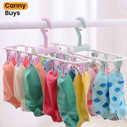 12 Clips Foldable Clothes Drying Rack Hanger