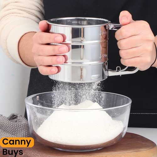 Stainless Steel Flour Stainer with Rotary Agitator