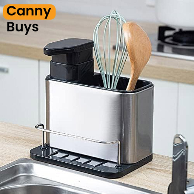 3-in-1 Stainless Steel Soap Dispenser with Sponge Holder - Canny Buys