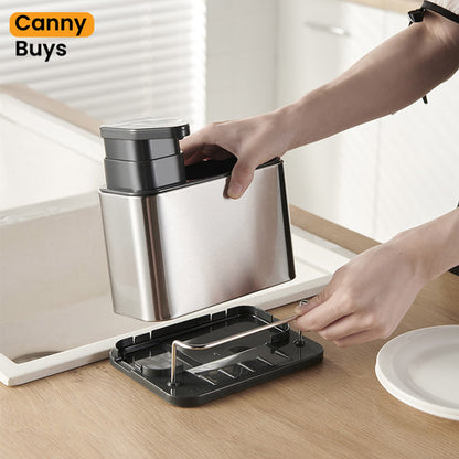 3-in-1 Stainless Steel Soap Dispenser with Sponge Holder - Canny Buys