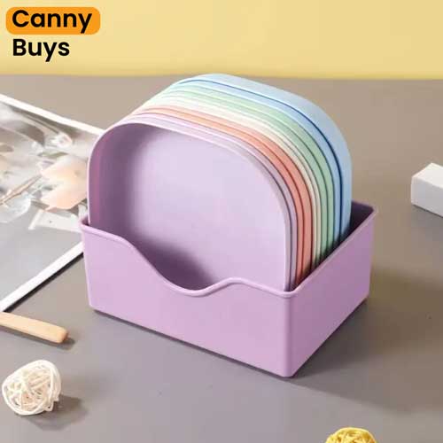 Plastic Square Colorful Plates Set ( 10 pcs )