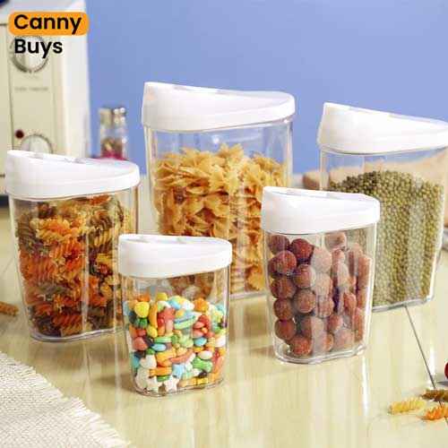 Transparent Kitchen Storage Jars ( 5 Pcs )